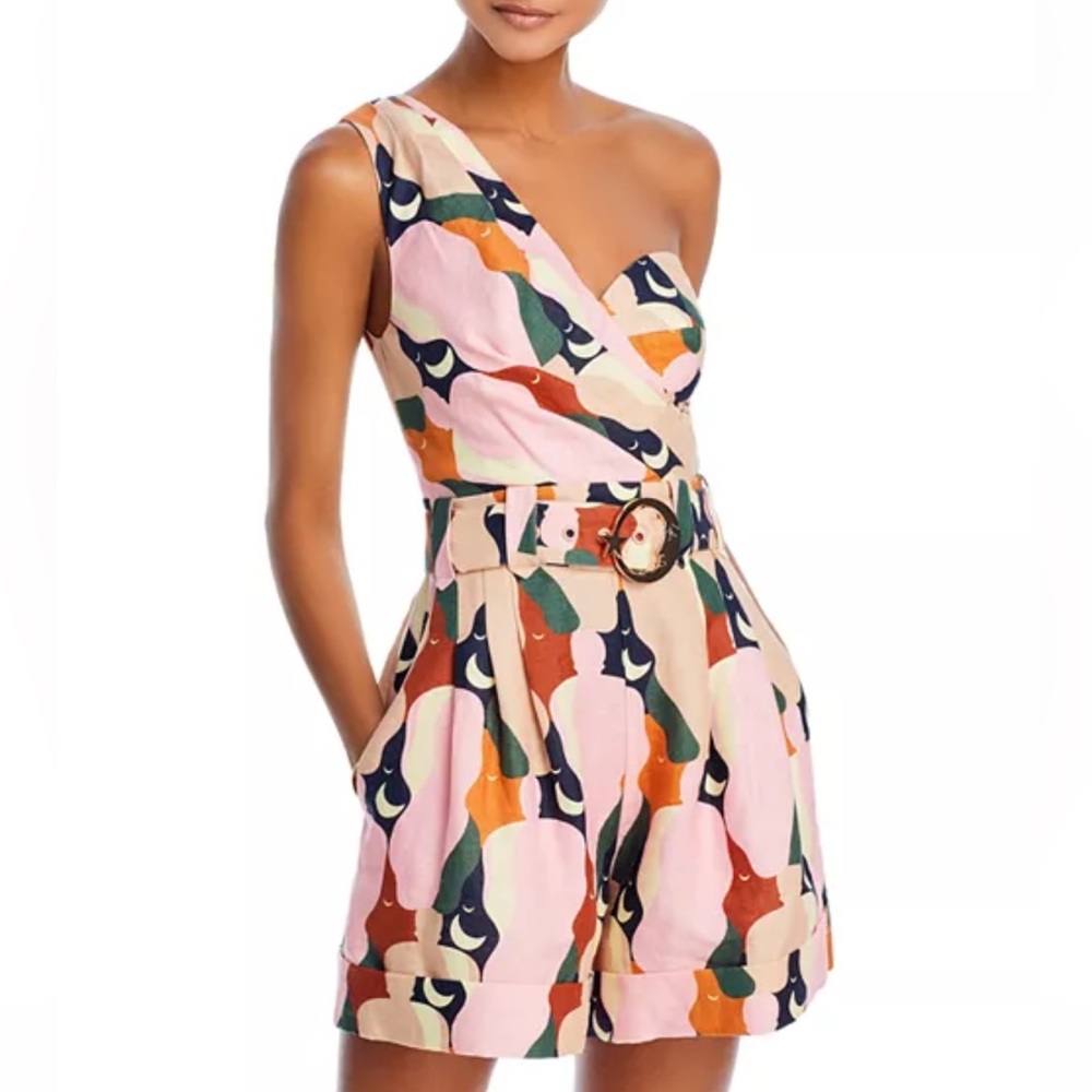 Farm Rio The Kiss One Shoulder Romper NWT!
